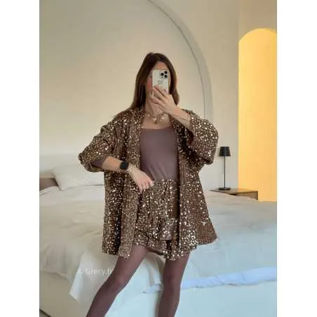 Blazer sequins chocolat brillant