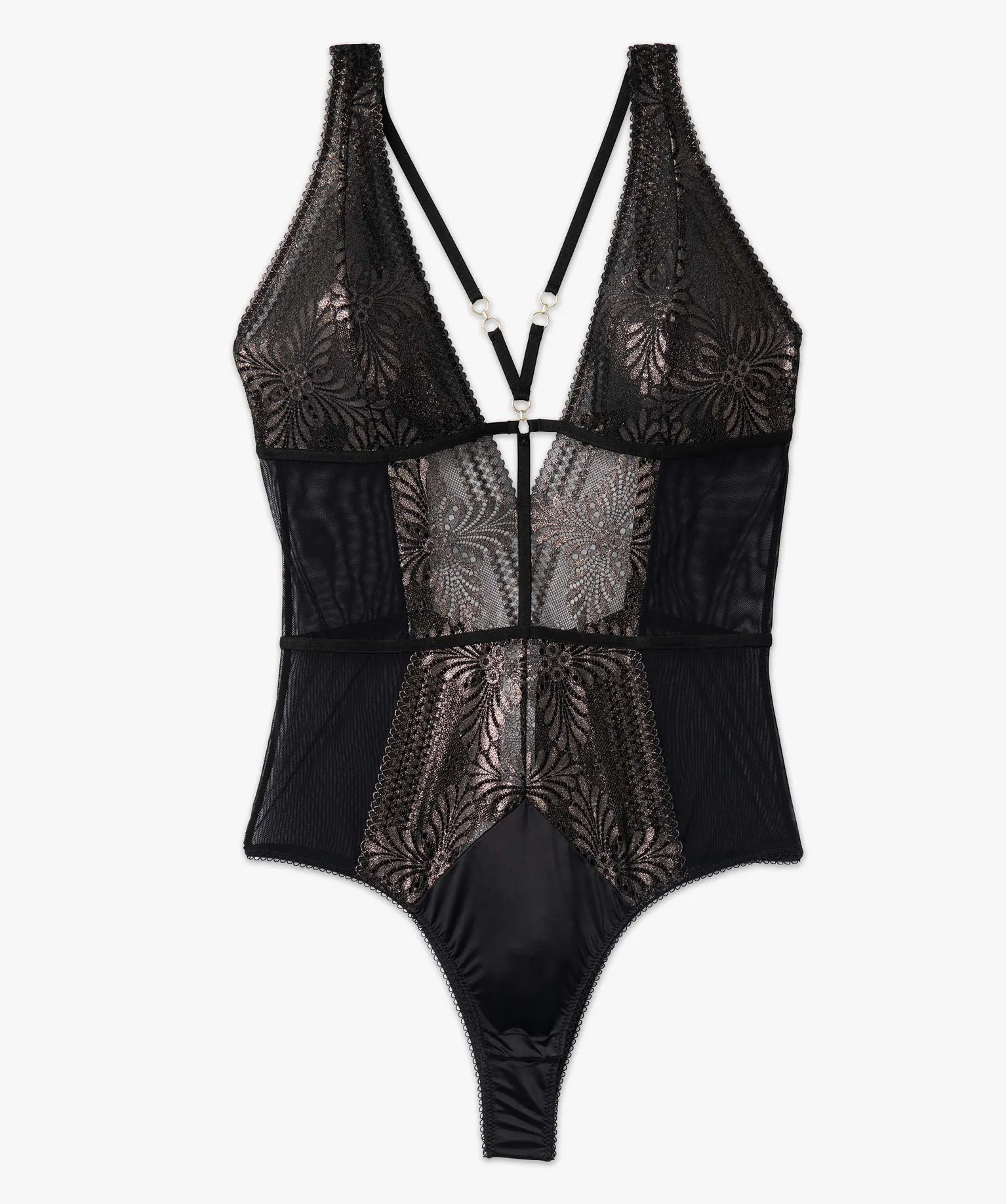Body femme en dentelle scintillante et tulle multicolore