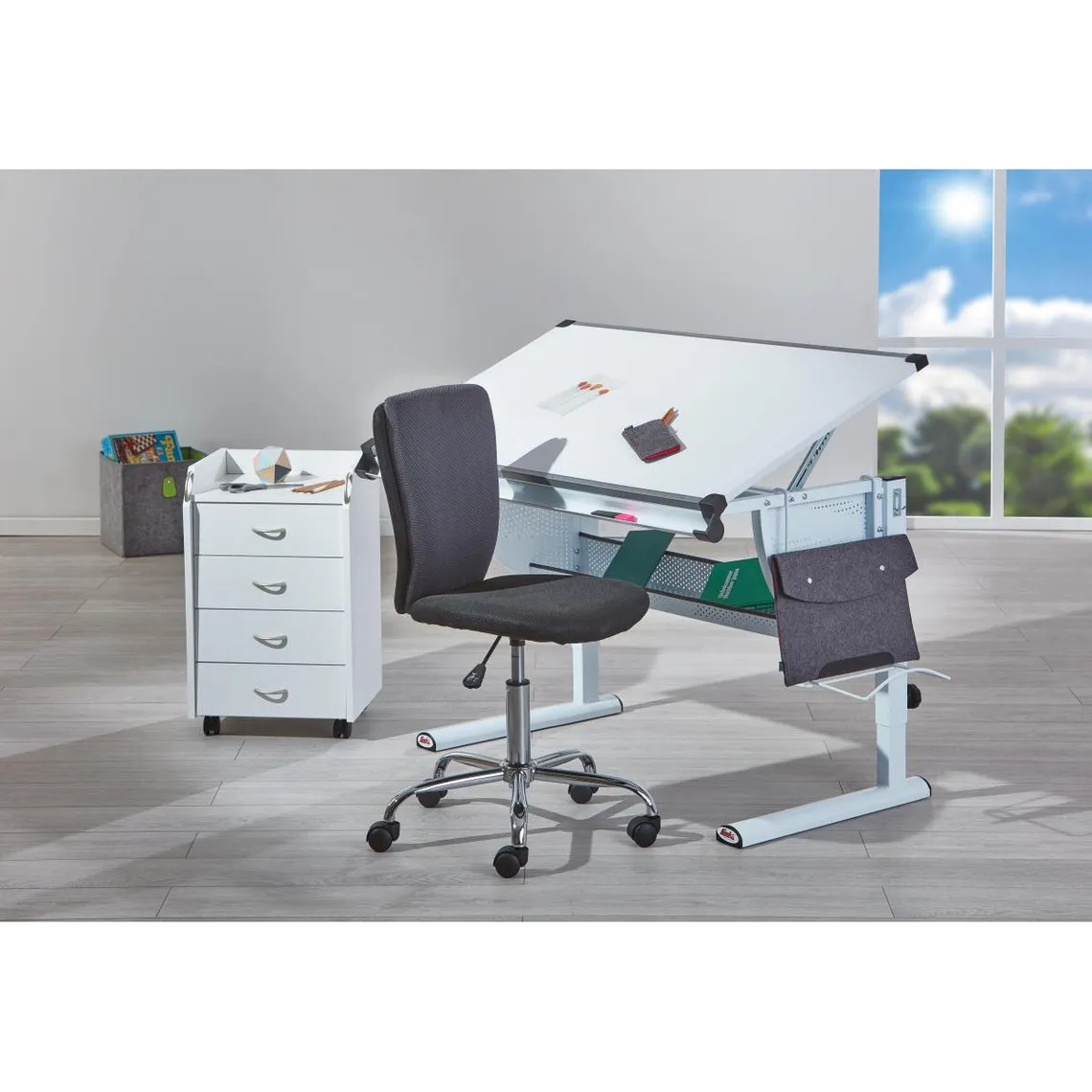 Bureau blanc 3 en 1 MATTHIS | Bureau 3 SUISSES