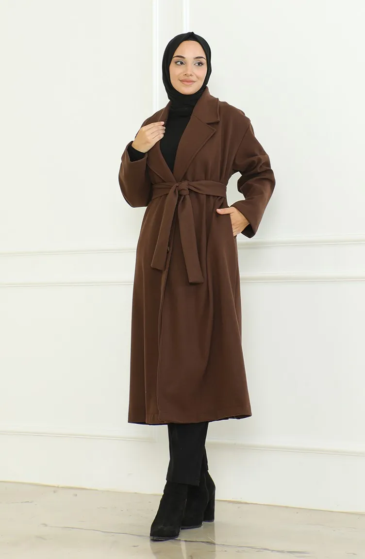 Cape A Boutonnage Double Grande Taille 712510-01 Marron 712510-01