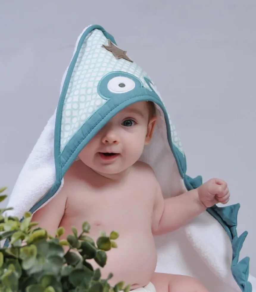 Cape de bain en coton bio Crocodile