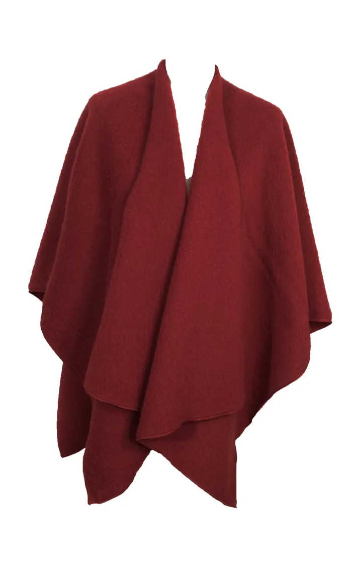 cape poncho laine des Pyrénées rouge made in France