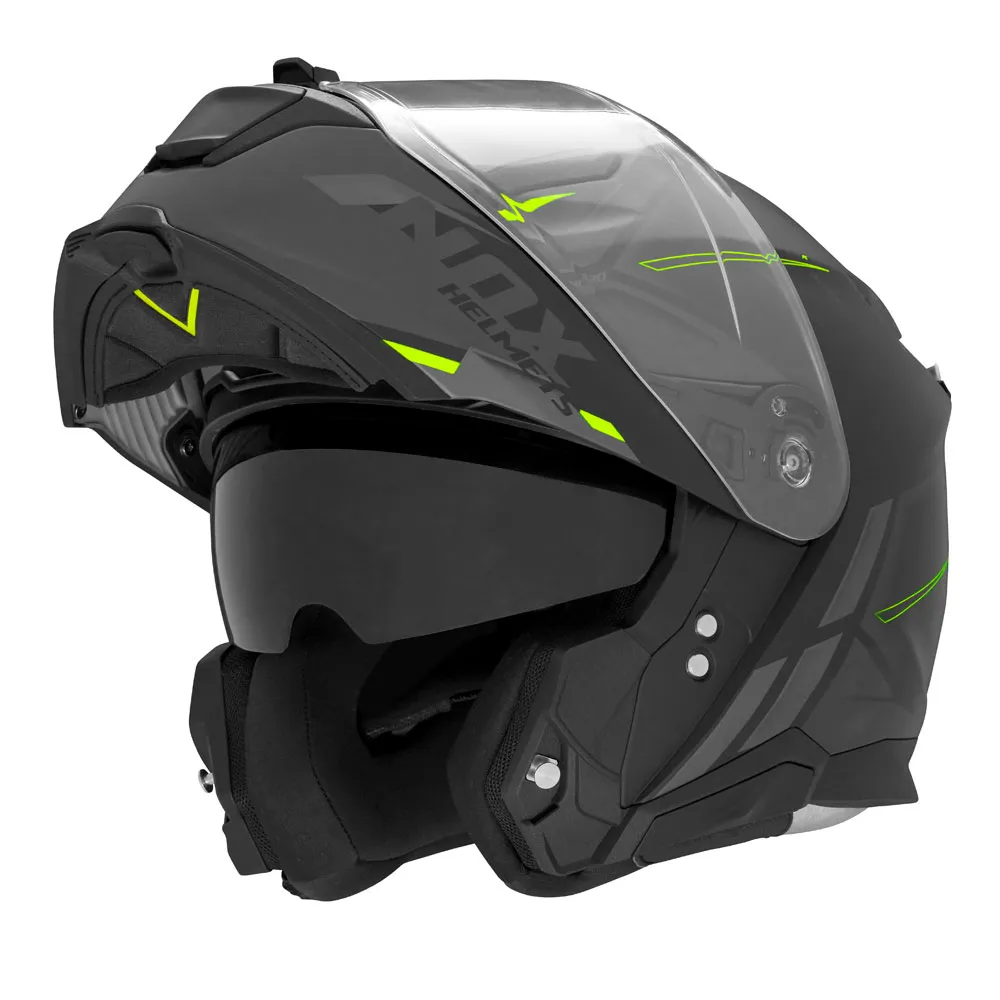 Casque Nox N967 Synchro noir mat jaune fluo, modulable 22 06