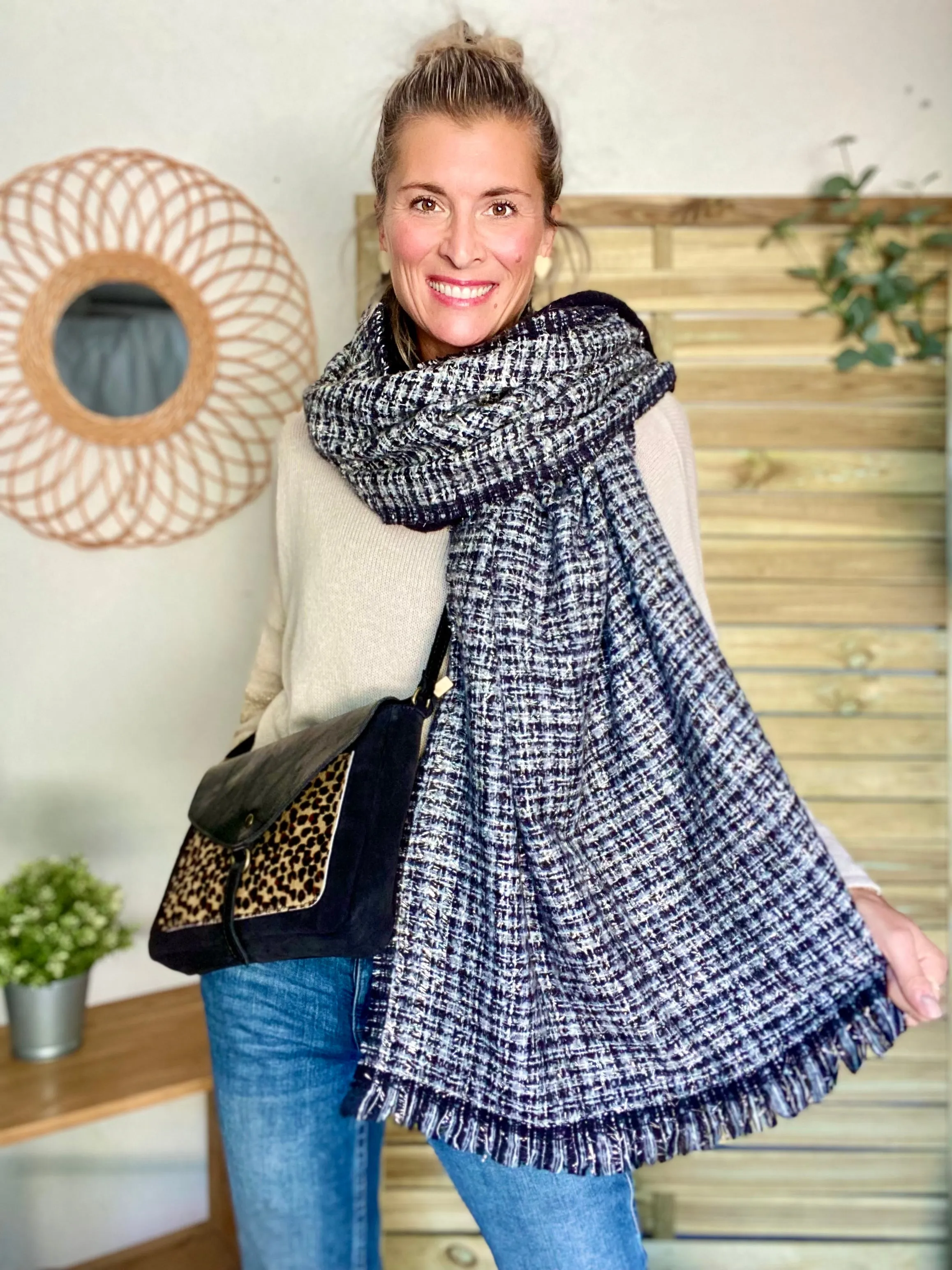 charpe douce avec lurex MARCELLE - Noir (6 coloris)