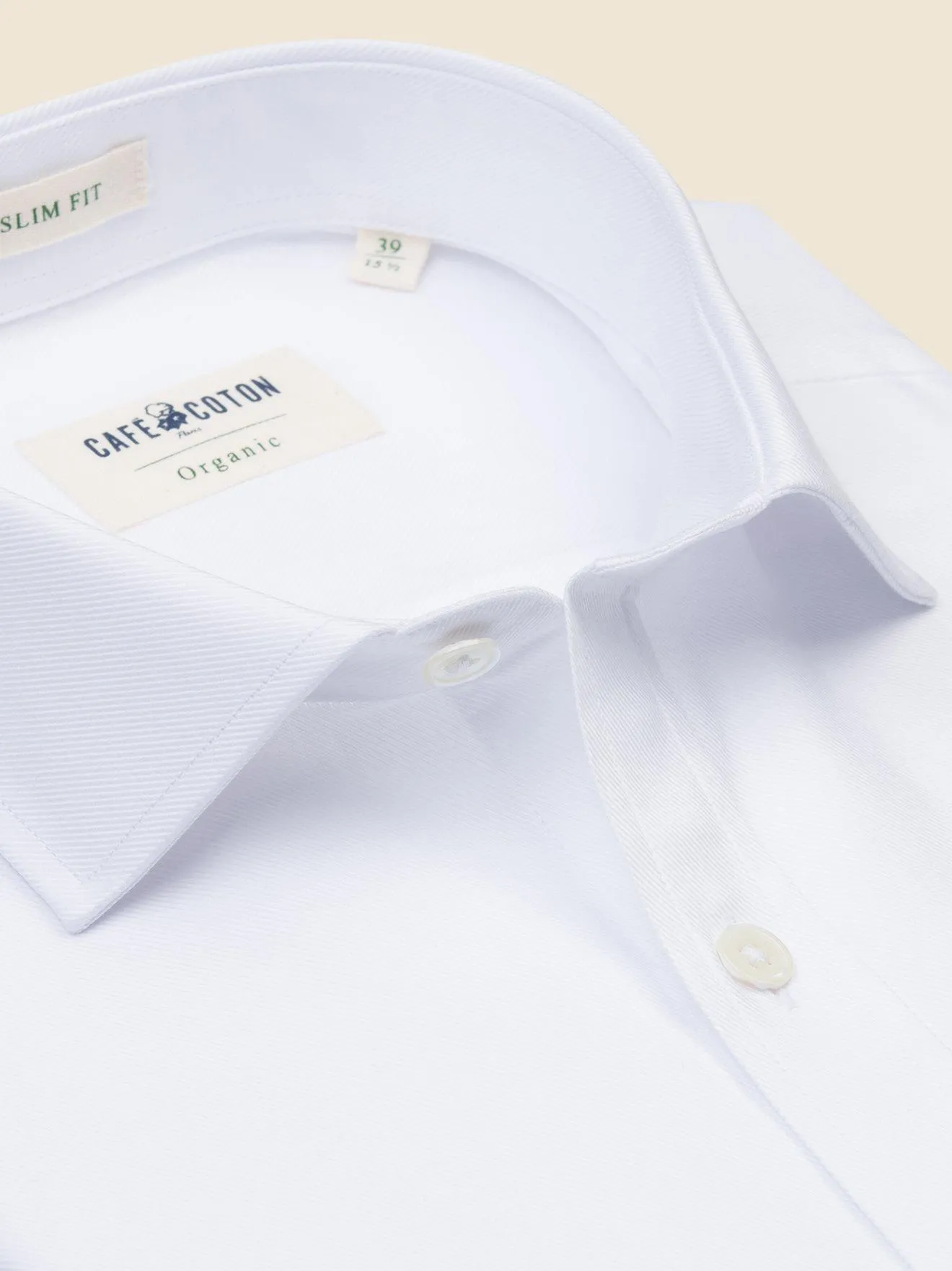 Chemise bio cintrée en twill blanc