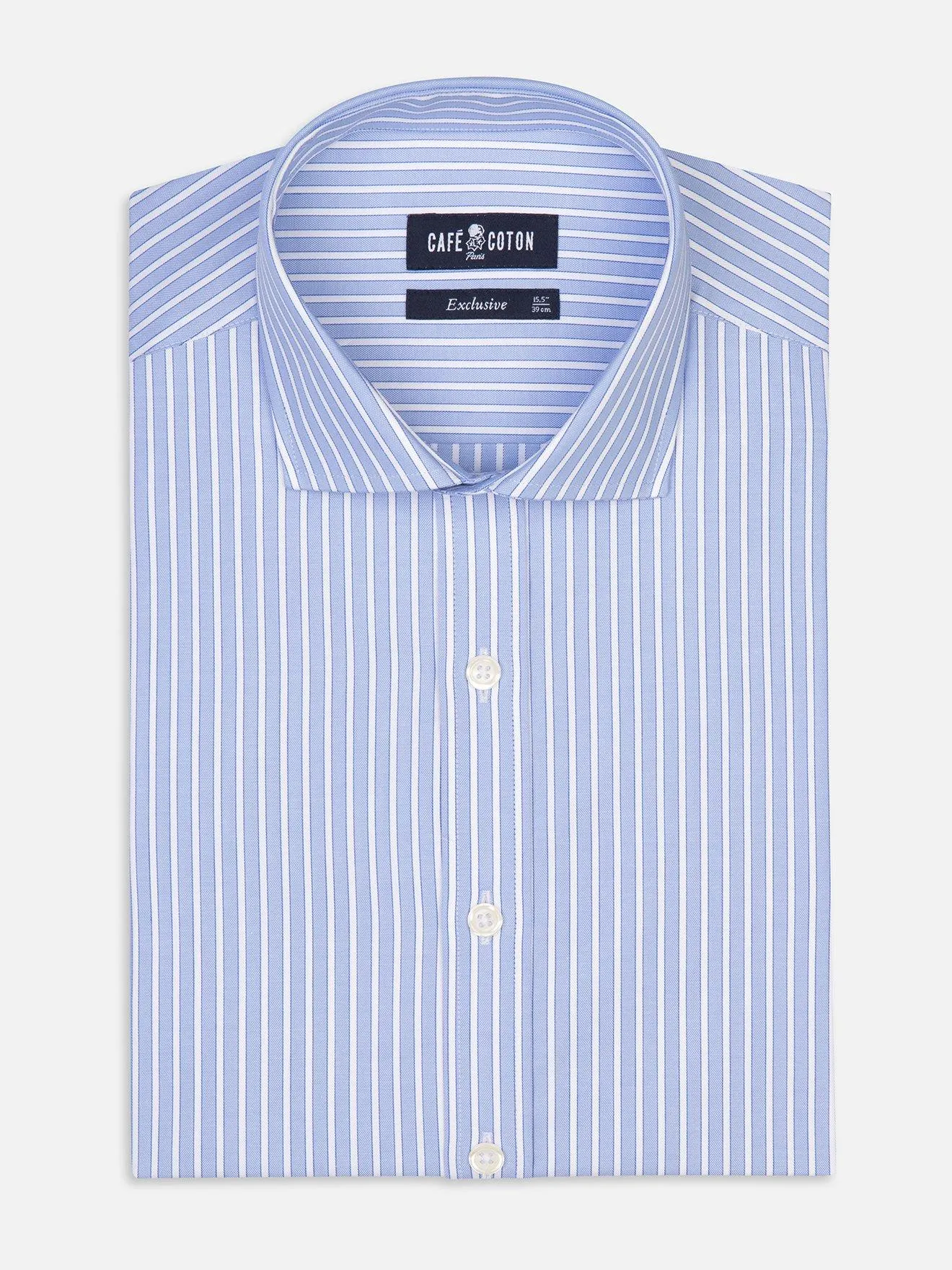 Chemise cintrée Colin à rayures ciel - Grande Longueur de Manches