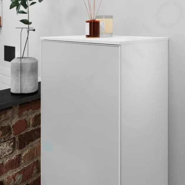 Hansgrohe Xevolos E - Meuble pour lavabo, 41x89x36 cm, 1 porte, charnières à droite, blanc mat/blanc métallique 54215320