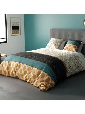 Housse de couette 240x220 Bangui + 2 taies 100% coton 57 fils - Jaune