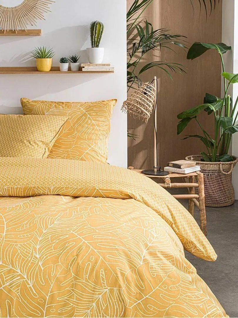 Housse de couette  Sunshine Iwaki + taie(s) 100% coton 57 fils - Jaune