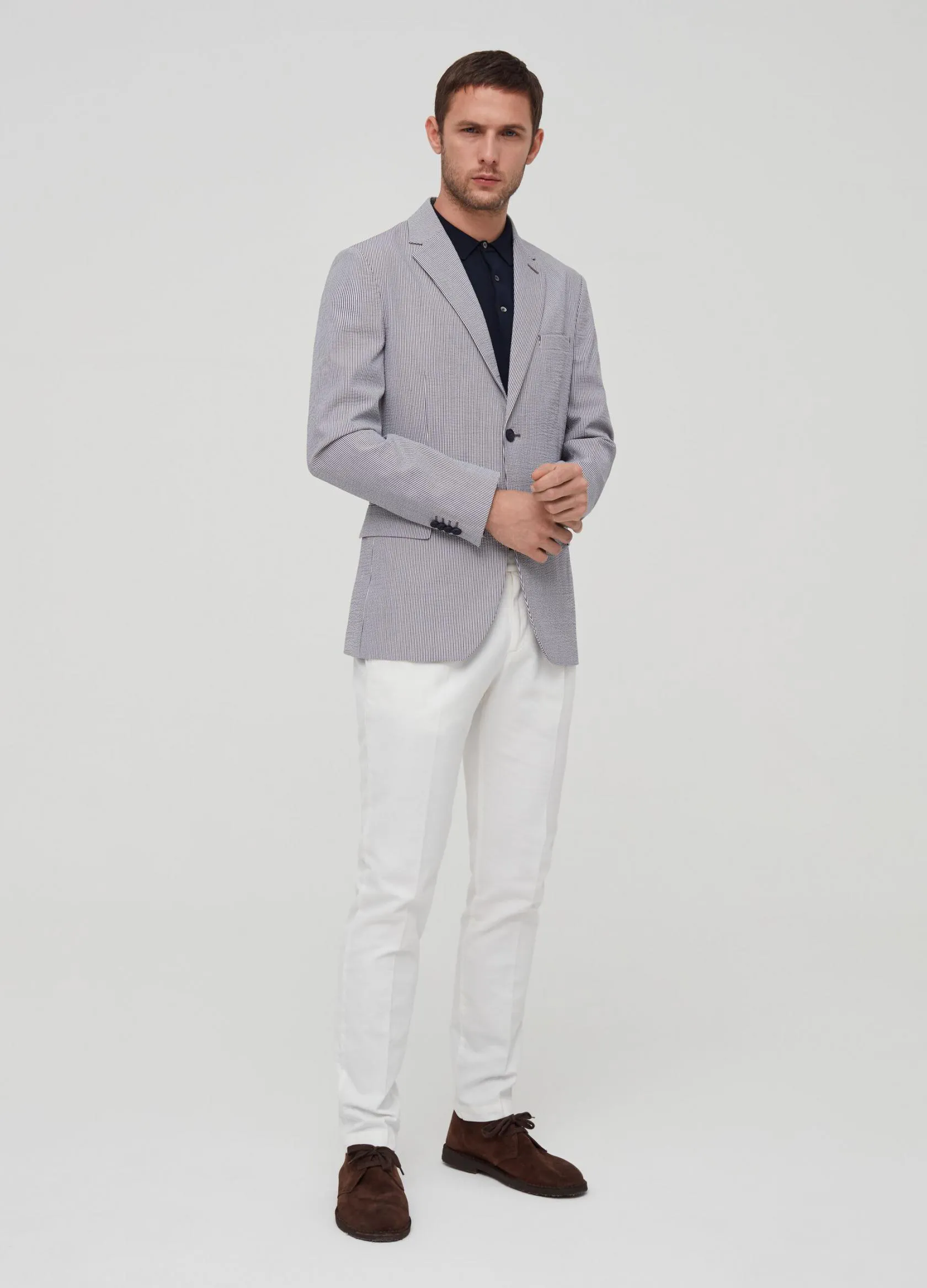 Jackets Homme | Stretch blazer with striped lapels Blanc / Bleu | OVS