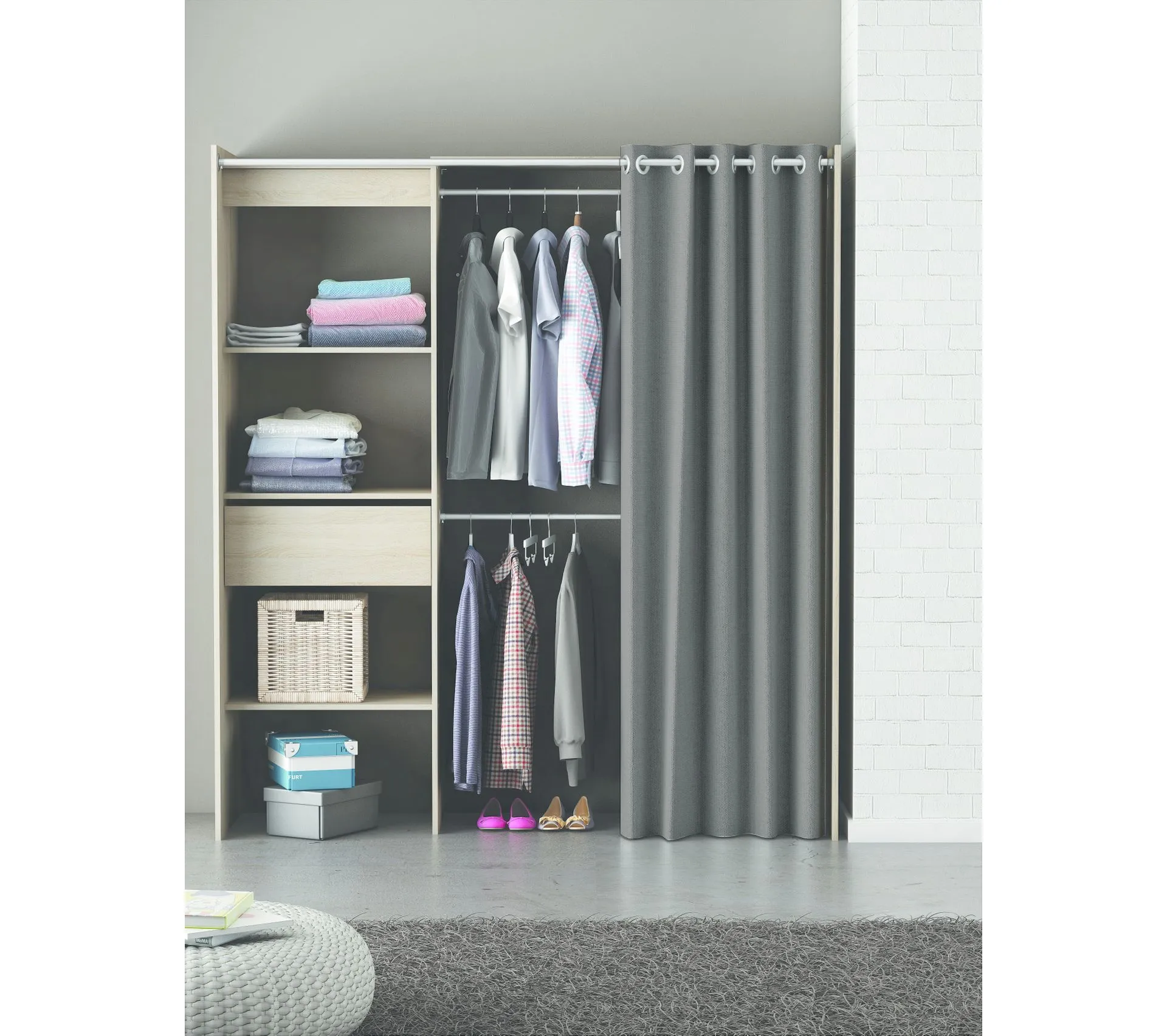 Kit Placard Extensible Contemporain Chêne/noir Shanon