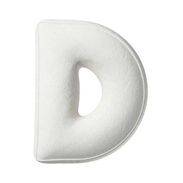 Lettre coussin D, 30x40cm (boucle) - blanc