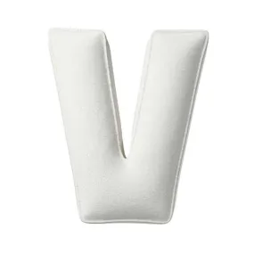 Lettre coussin V, 35x40cm (boucle) - blanc
