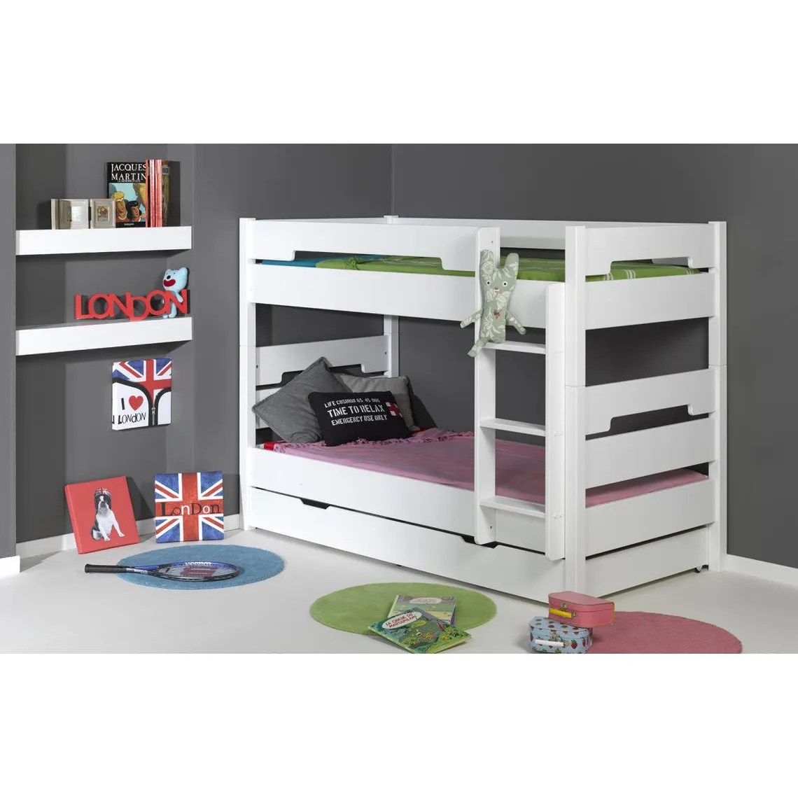 Lit superposable MILO 90*190  blanc | 3 Suisses
