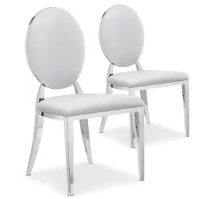 Lot de 2 chaises médaillon Simili Blanc FIONA | Chaise 3 SUISSES