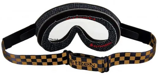 Masque Ethen Scrambler Damier Noir Jaune, Moto Vintage