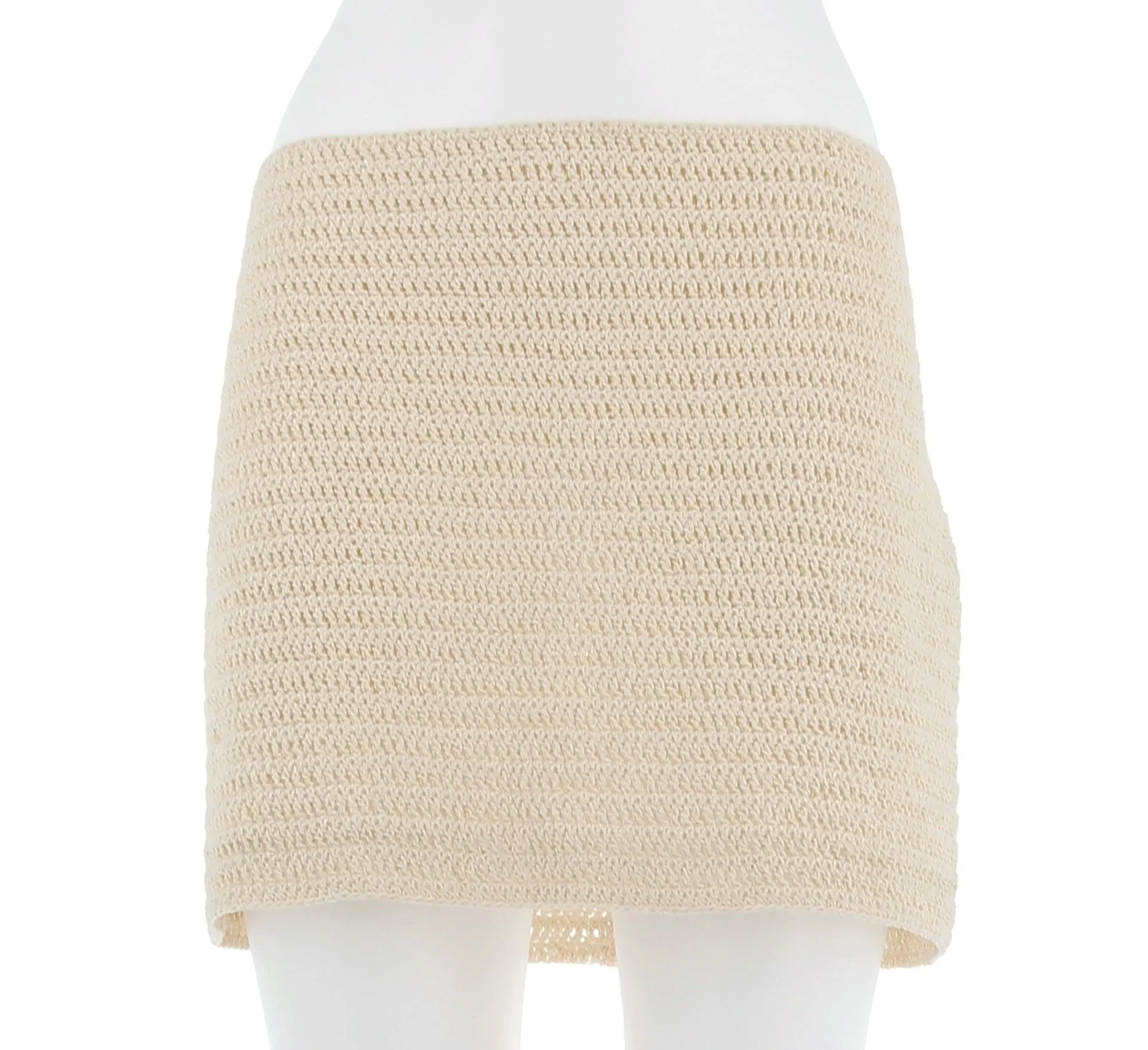 Mini jupe en crochet beige