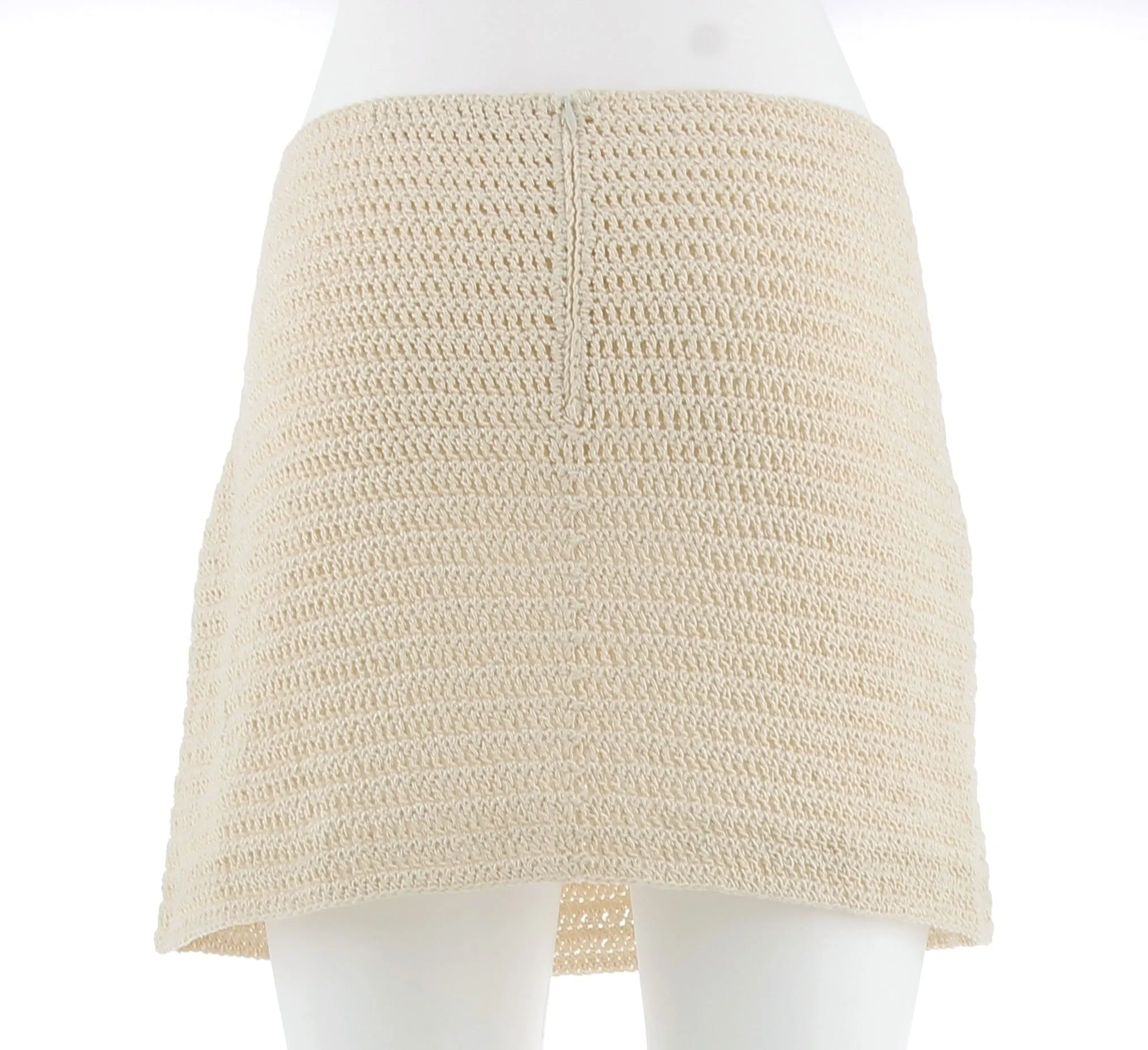 Mini jupe en crochet beige