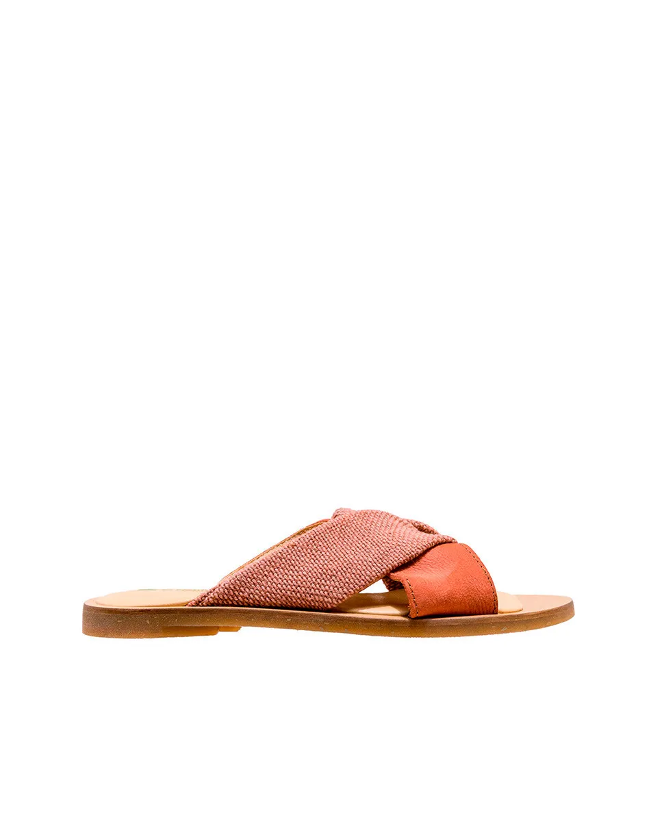 Mules en cuir tressé et semelle rembourrée - Rouge