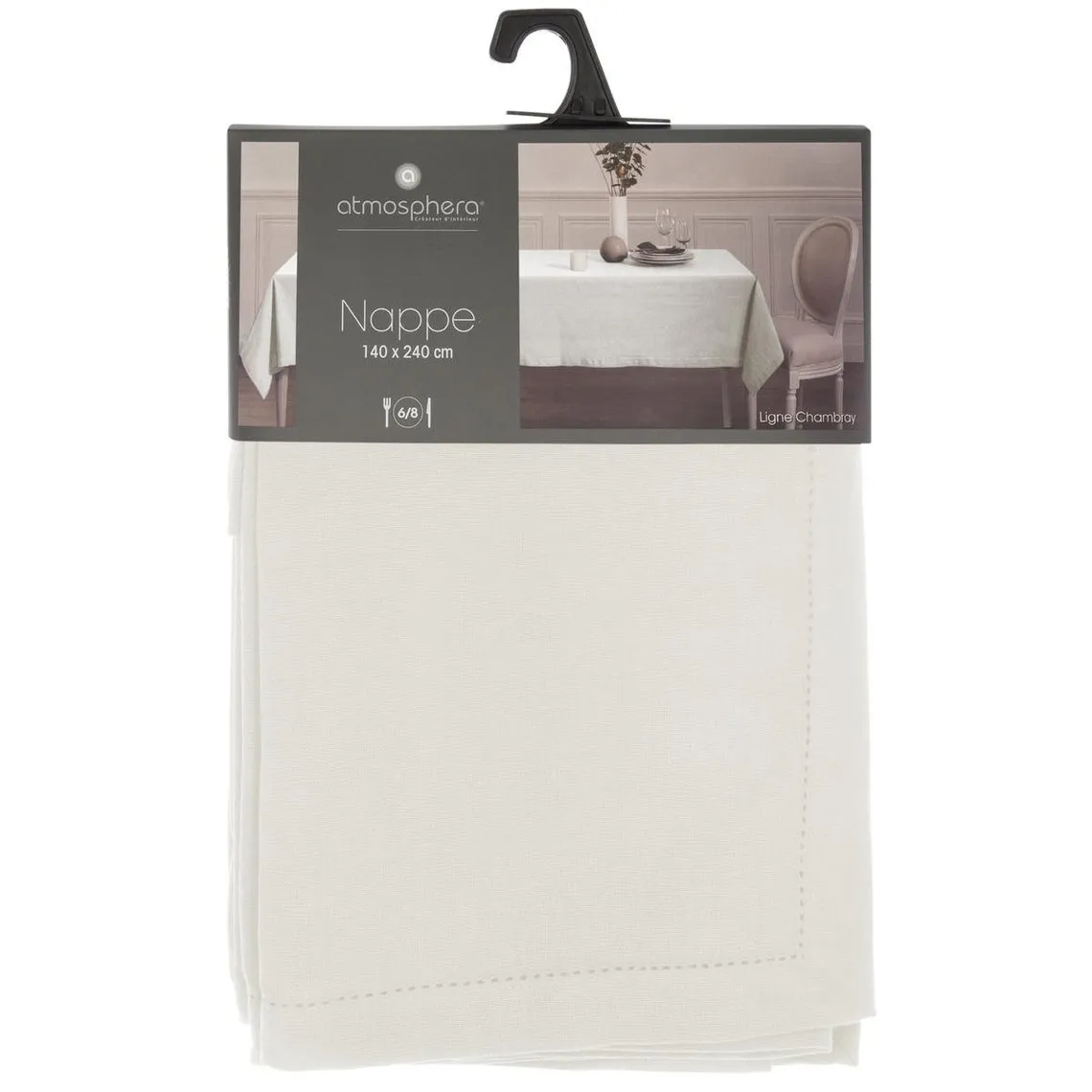 Nappe chambray, blanc, coton, dimensions 140x240 cm | 3 Suisses