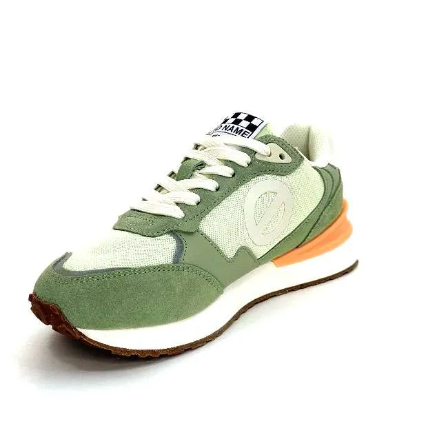 No Name Tova Runner W Daim Vert Textile Vert Blanc Orange