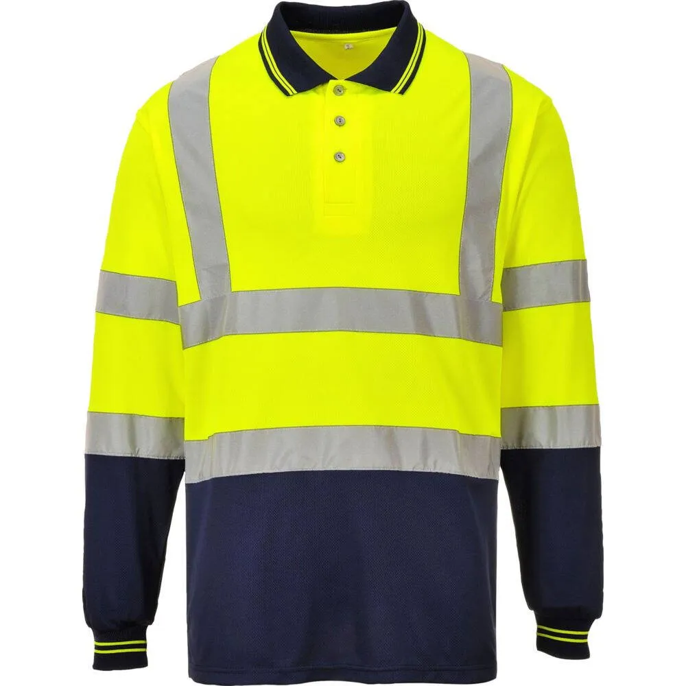 Polo bicolore haute visibilité Portwest manches longues