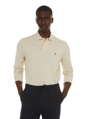 POLO RALPH LAUREN  Polo manches longues en coton  - Blanc
