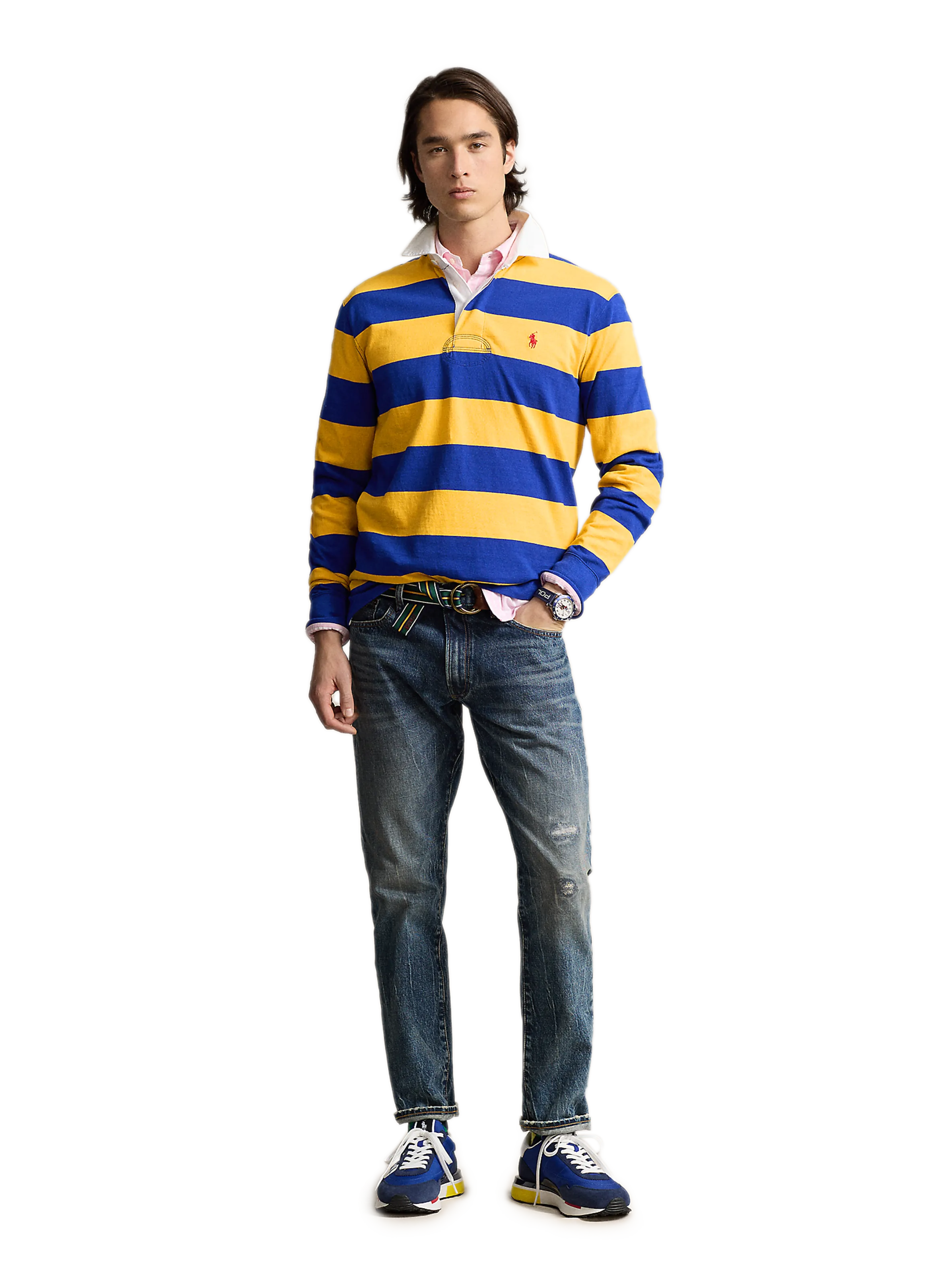 POLO RAYé MANCHES LONGUES EN COTON - POLO RALPH LAUREN pour HOMME | Printemps