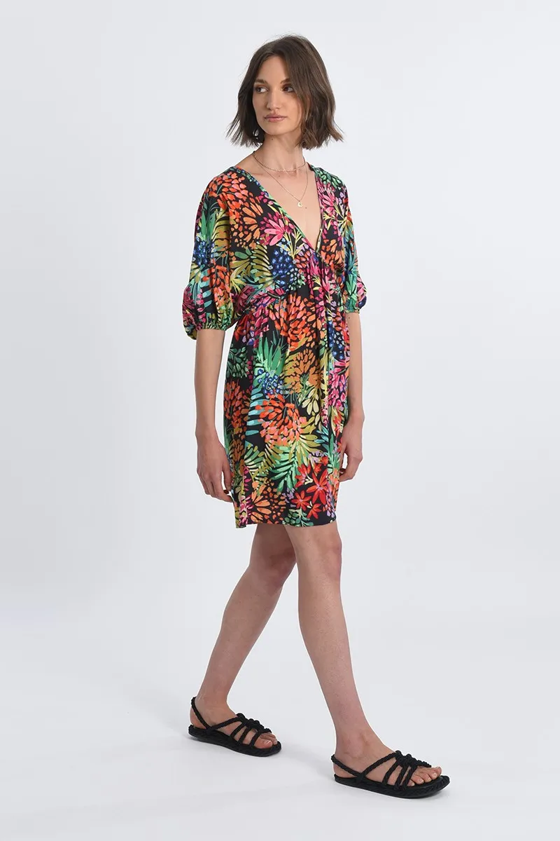 Robe imprimé col V face et dos - Molly Bracken