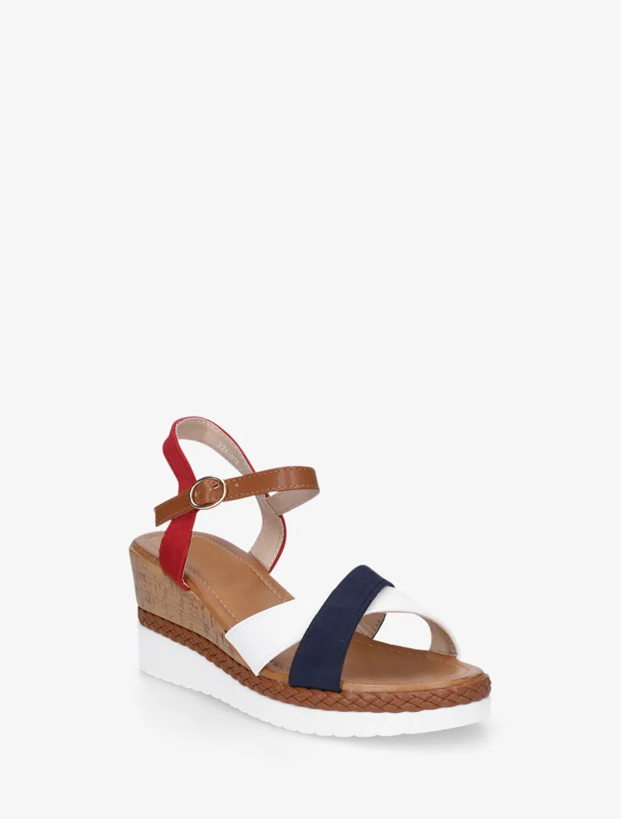 Sandales à brides croisées bi-matière