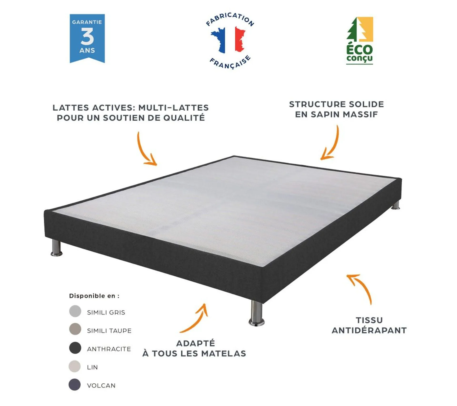 Sommier Tapissier 90x190 Omega Blanc 18 Lattes