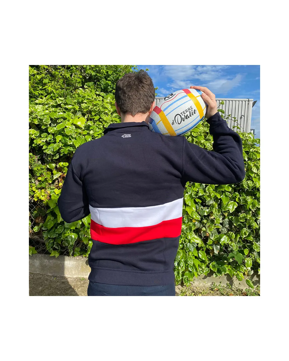 Sweat RUGBY PAQUITO Terre D'Ovalie avec drapeau france coton polyester