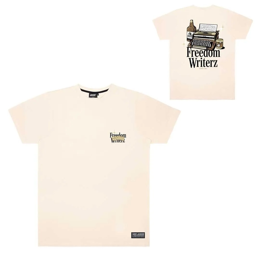 T-shirt : JACKER FREEDOM WRITERZ TEE Beige - Bamboo Skateshop