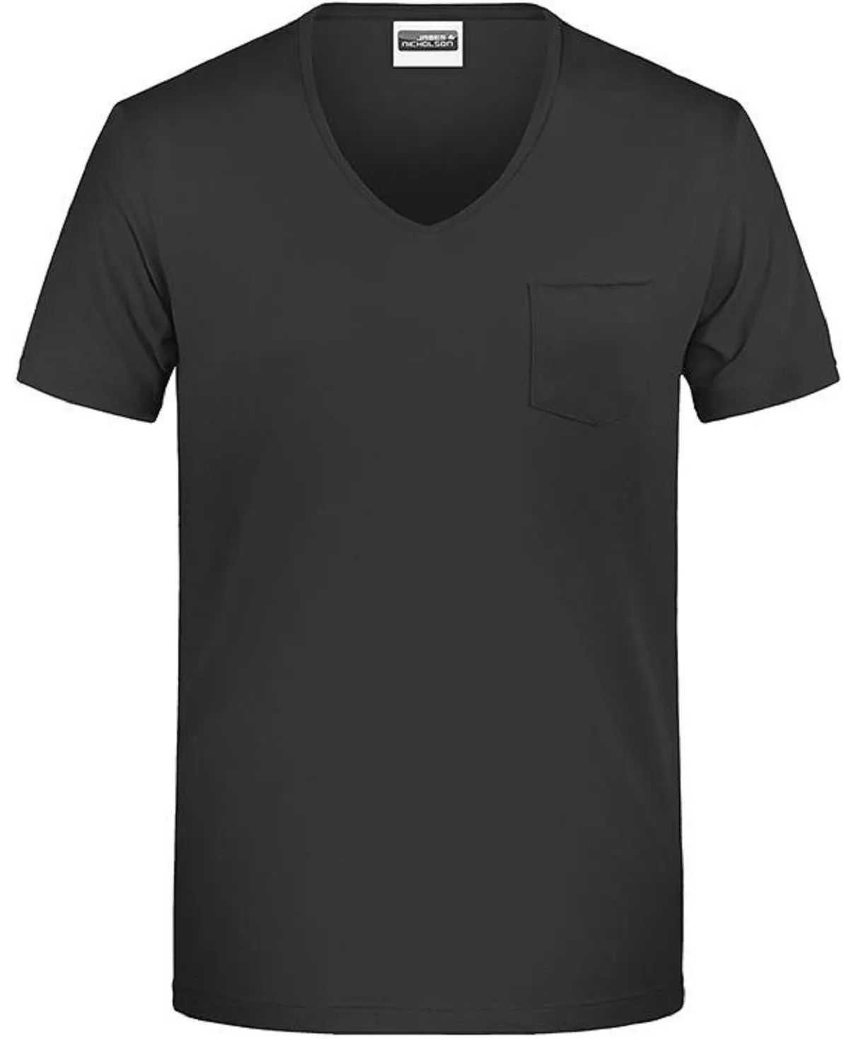 T-shirt BIO col V poche poitrine - Homme - 8004 - noir 