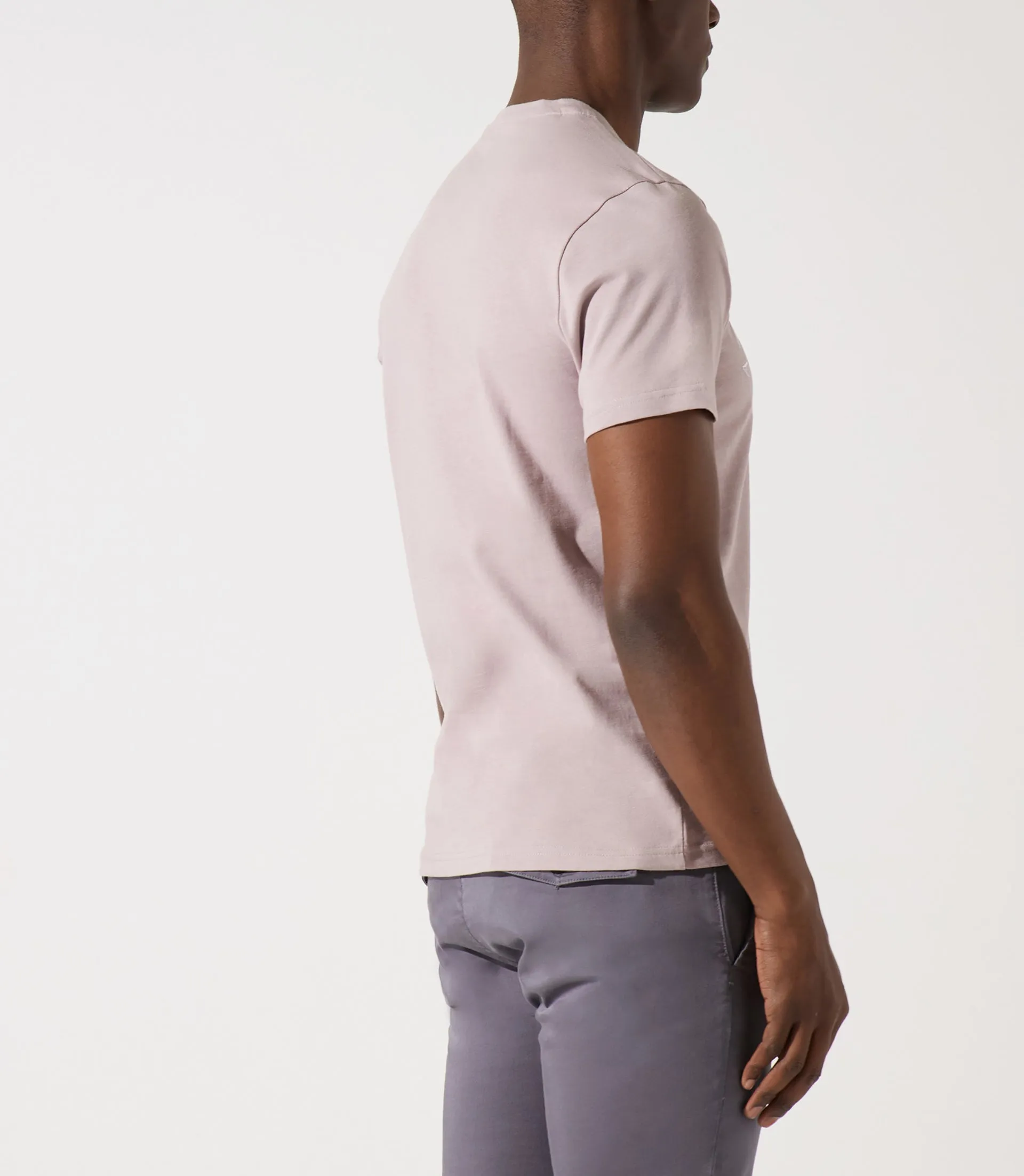 T-shirt col rond brodé rose vieilli GUY