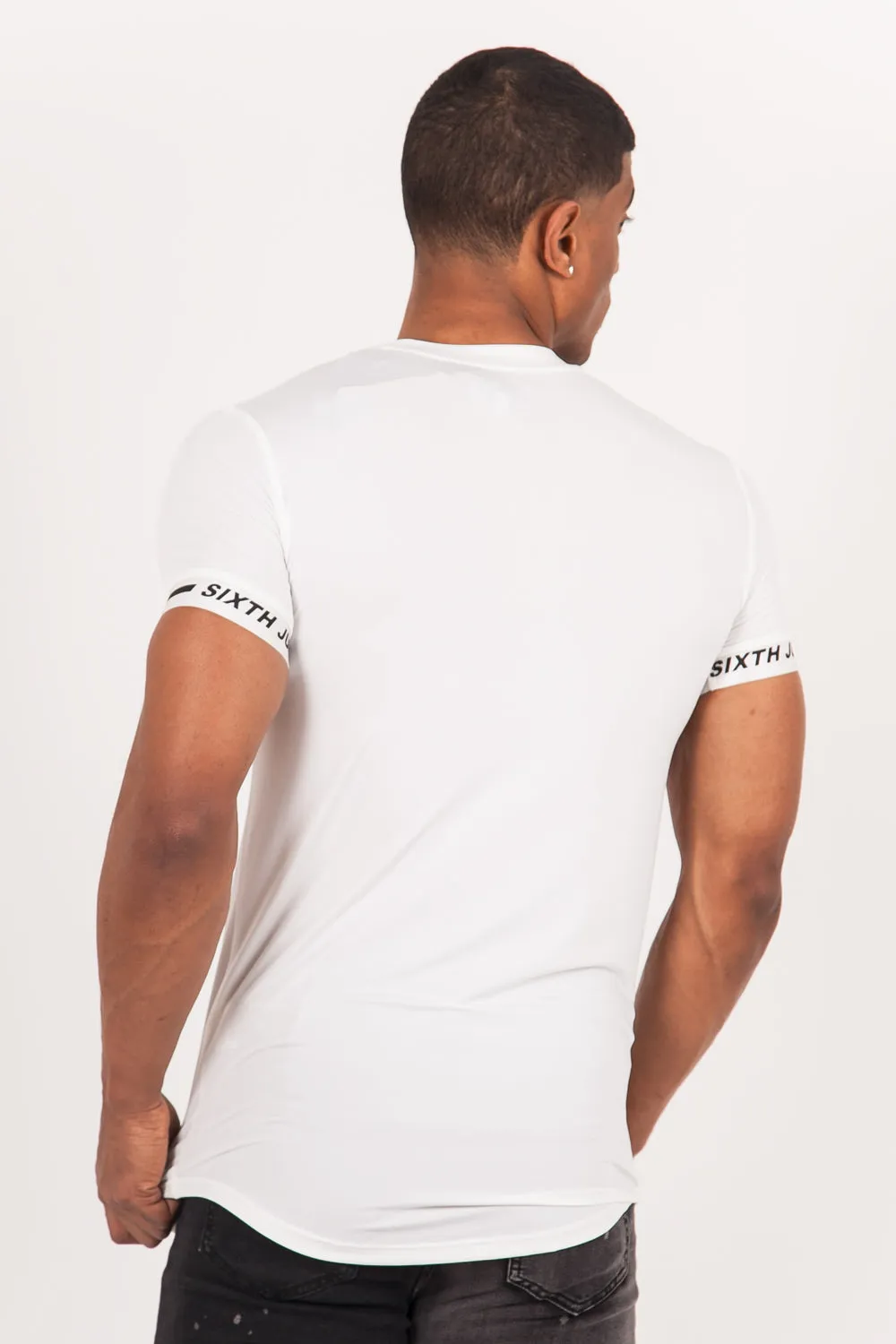 T-shirt moulant logo élastique blanc