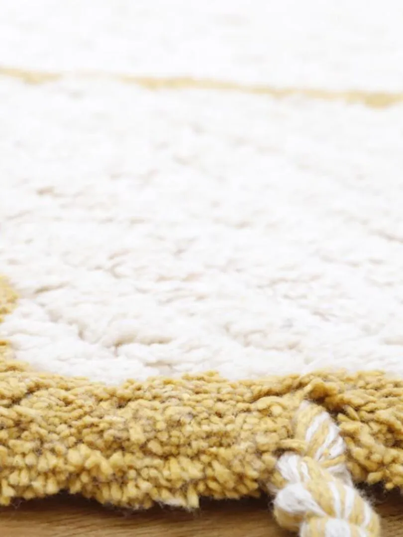 Tapis lavable rond Côme écru et mangue (120 cm) - Jaune