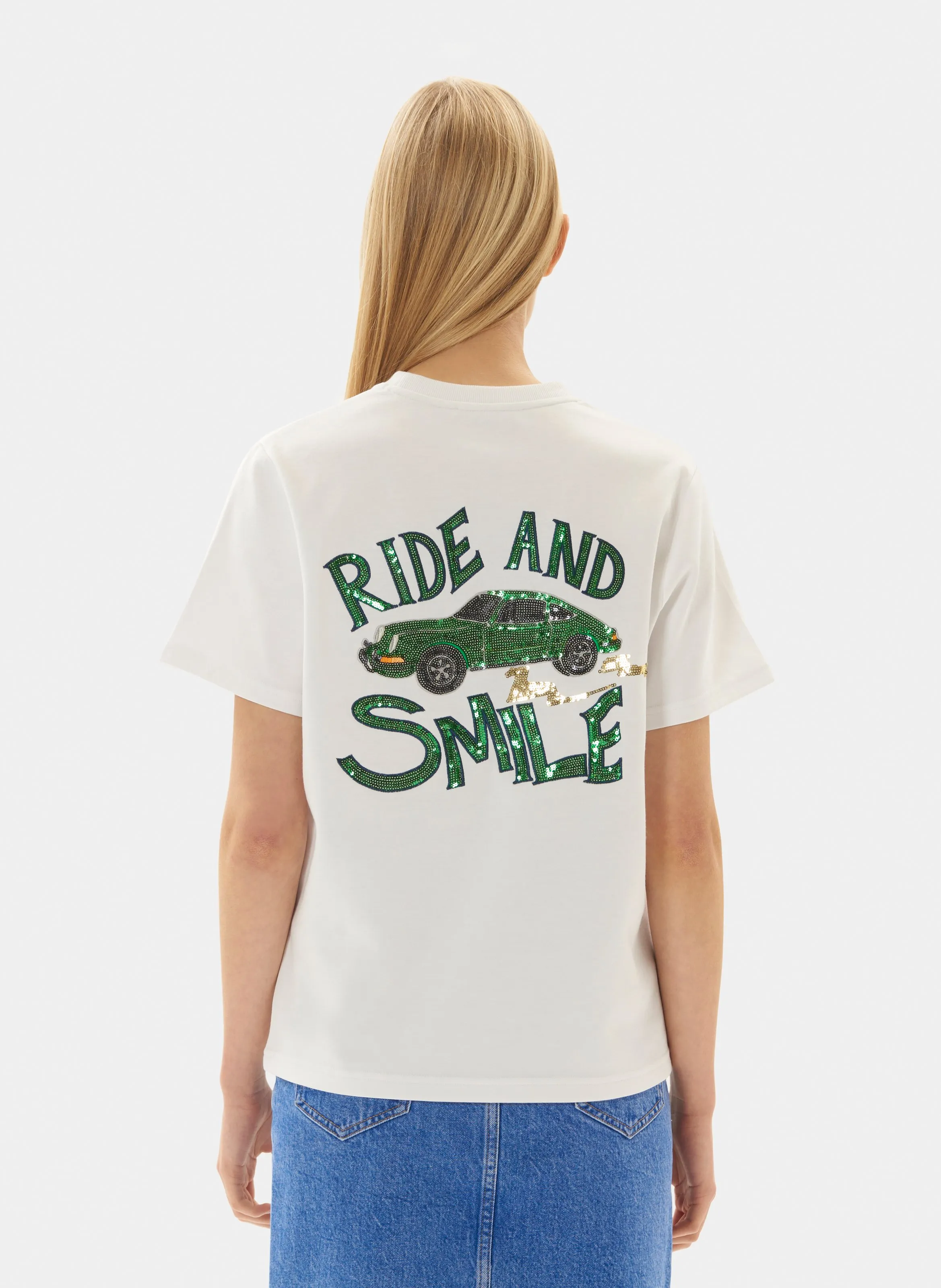 TARA JARMON  T-shirt droit monogramme courte courtes rond - tararide - Blanc