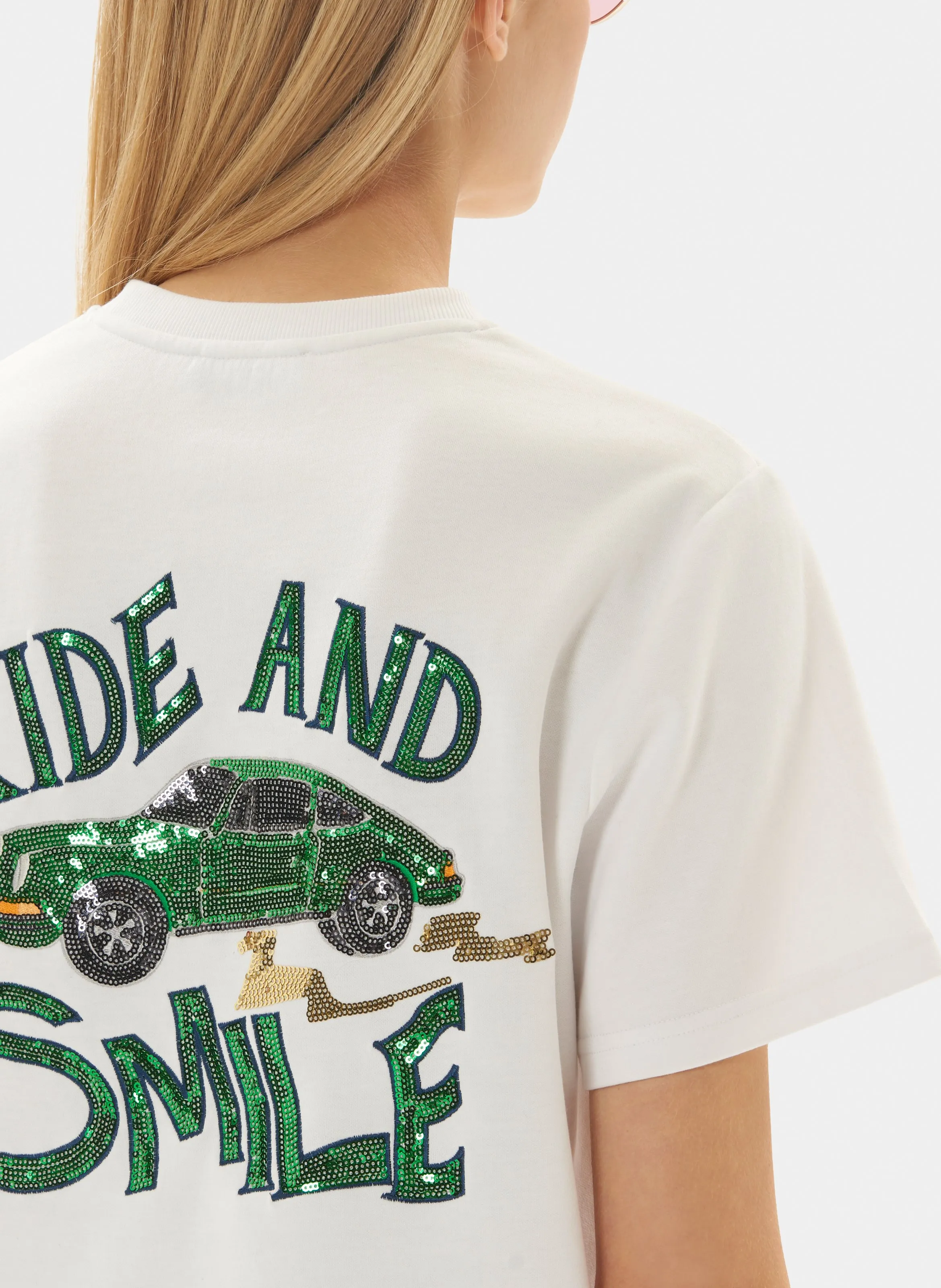 TARA JARMON  T-shirt droit monogramme courte courtes rond - tararide - Blanc