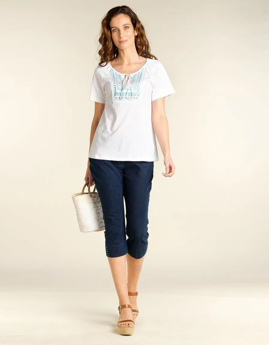 Top blanc plastron coton - T-Shirts