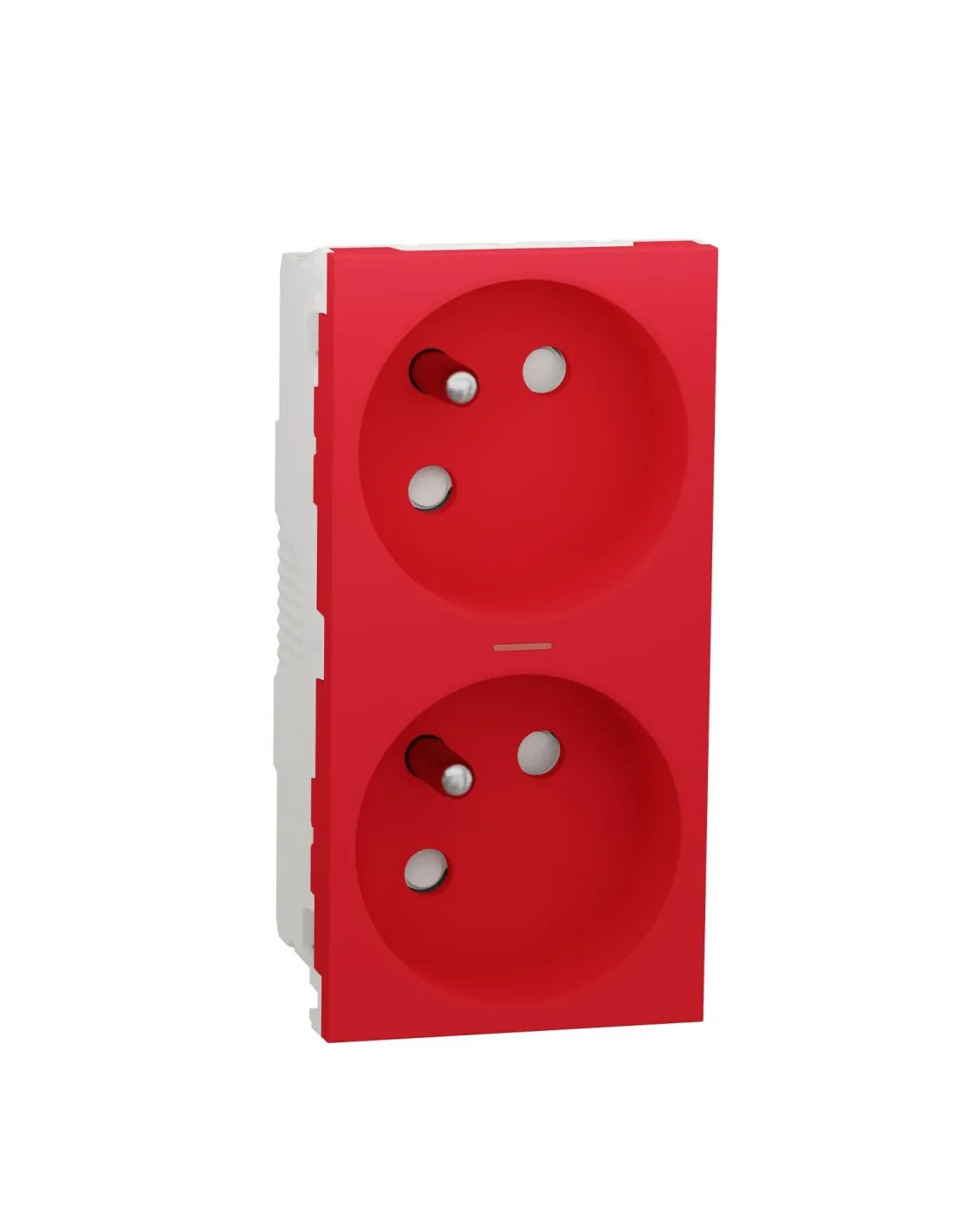 Unica prise double lum 2P+T FR 45° connexion rapide Rouge méca seul SCHNEIDER NU306903S
