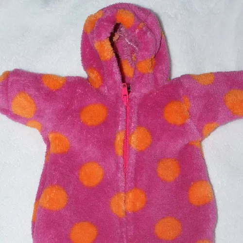 Vêtement pour poupée style  berenguer 24 cm nid d'ange rose fuchsia à pois oranges