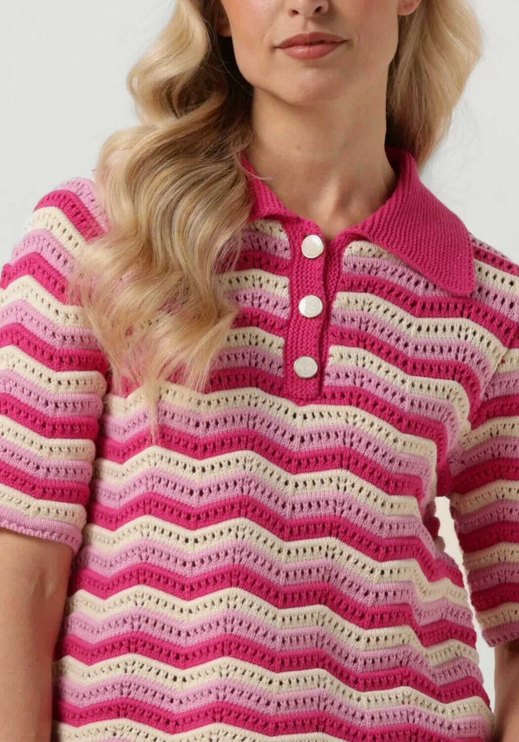 y.a.s. haut yasfuro ss knit top en rose